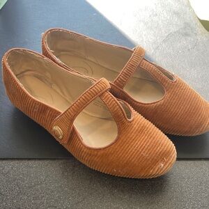 Sam Edelman burnt orange Corduroy girls T-strap flats